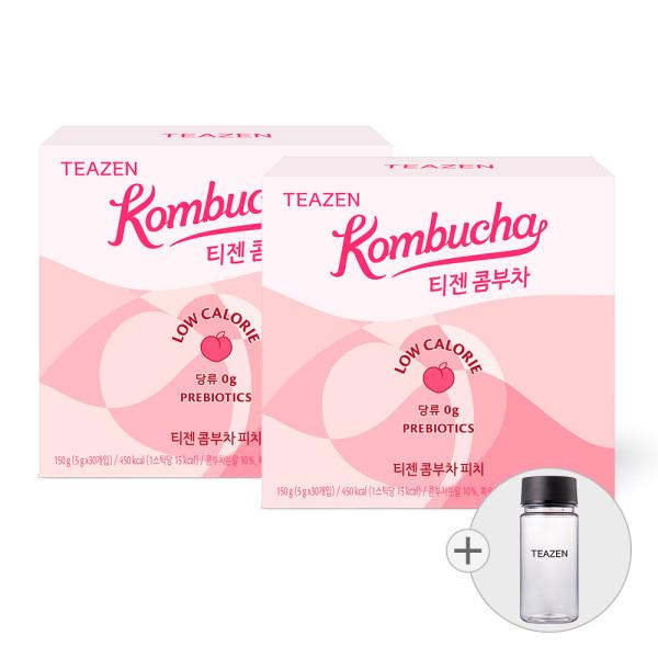 Teazen Kombucha Peach 30 sticks x 2 boxes (bottle included), Korea Kombucha