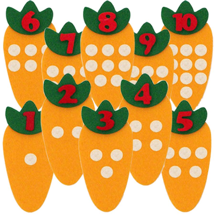 1/2 Sets Fun Carrot Felt 1-10 Number Felt Teaching Aids - DIY Free Assembly Math Cognitive Tools School Supplies