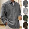 Men Shirt Lapel Long Sleeve Single Breasted Shirt Coat Solid Color Loose Fit Ribbed Texture Casual Shirt Outerwear Daily Wear