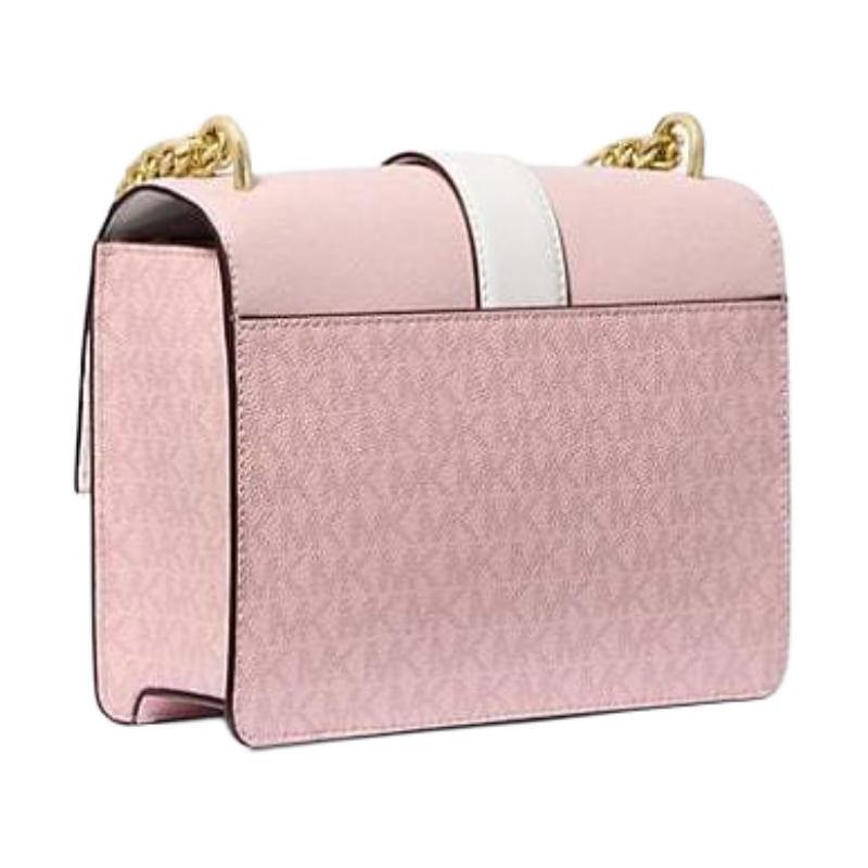 MICHAEL KORS Greenwich Metal Logo Accessories Chain Shoulder Strap Coated Canvas Shoulder Bag Small Women's Pink Blush
