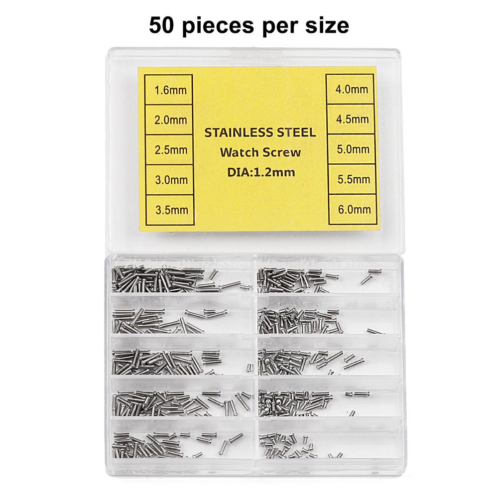 10 Größen Edelstahl Uhrengehäuse Schrauben Ersatz Uhrengehäuse Rückseite Schrauben Reparatur Werkzeugset Dia 1.2mm SRW-TZ Uhrenzubehör
