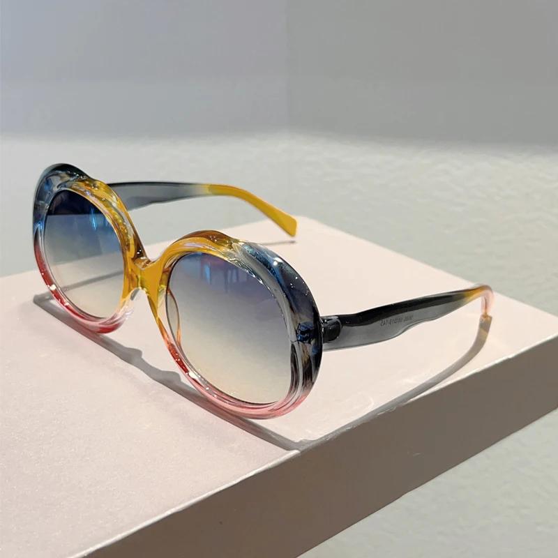 

GM LUMIAS Oversized Round Sunglasses Fashion Gradient Multicolor Outdoor Shades Trendy Brand Design Beach Holiday Sun Glasses as picture shows
