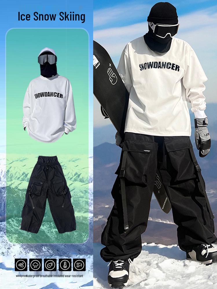 Wodoodporny kombinezon narciarski Xuexiang z wieloma kieszeniami - Grube, ciepłe spodnie śnieżne dla mężczyzn i kobiet