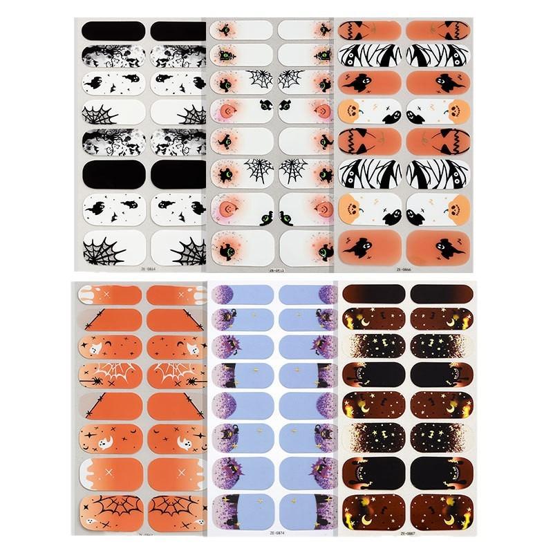 Halloween Nail Art Sticker Waterproof Cartoon Nail Oil Film Stylish and Cute No-Bake Nail Luminous Sticker