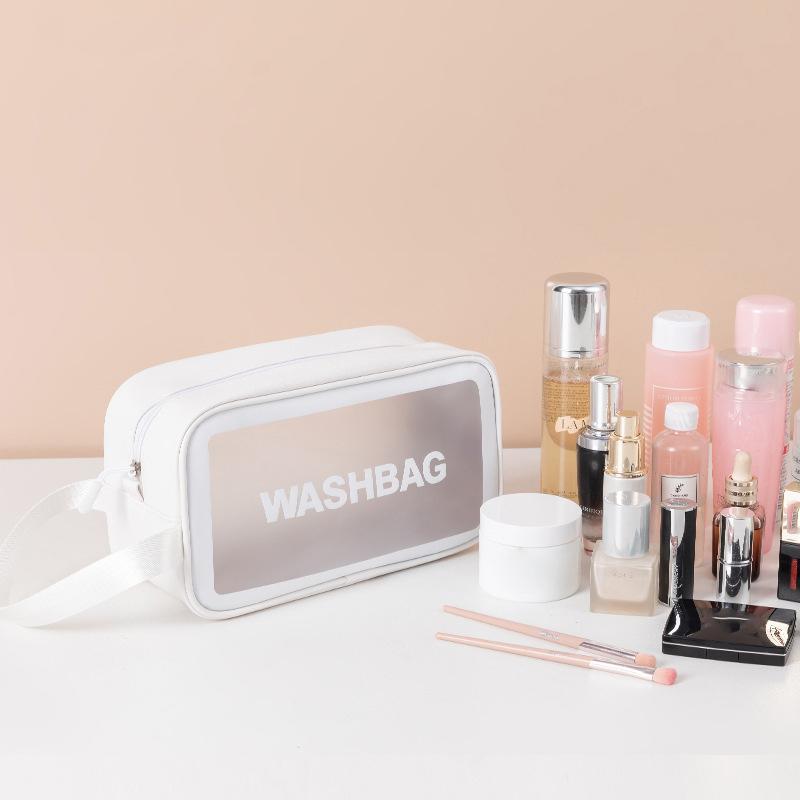 Dry-Wet Separation Double Transparent Pu Makeup Bag Portable Washing Bag Cosmetic Storage Bag Travel Fitness Swimming Essentials