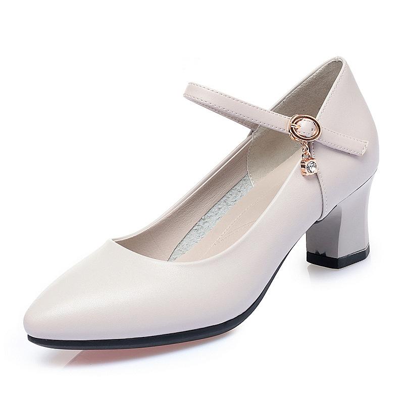 Dámské lodičky s špičatou špičkou, kancelářské dámské lodičky s přezkou, dámské boty na vysokém podpatku, elegantní dámské boty na středním podpatku pro čtyři roční období