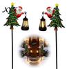 Outdoor Santa Decorative Stakes 2Pcs Solar Garden Stake Lights, Christmas Pathway Lawn Festive Front Yard Illuminations Decor with Metal Lantern,