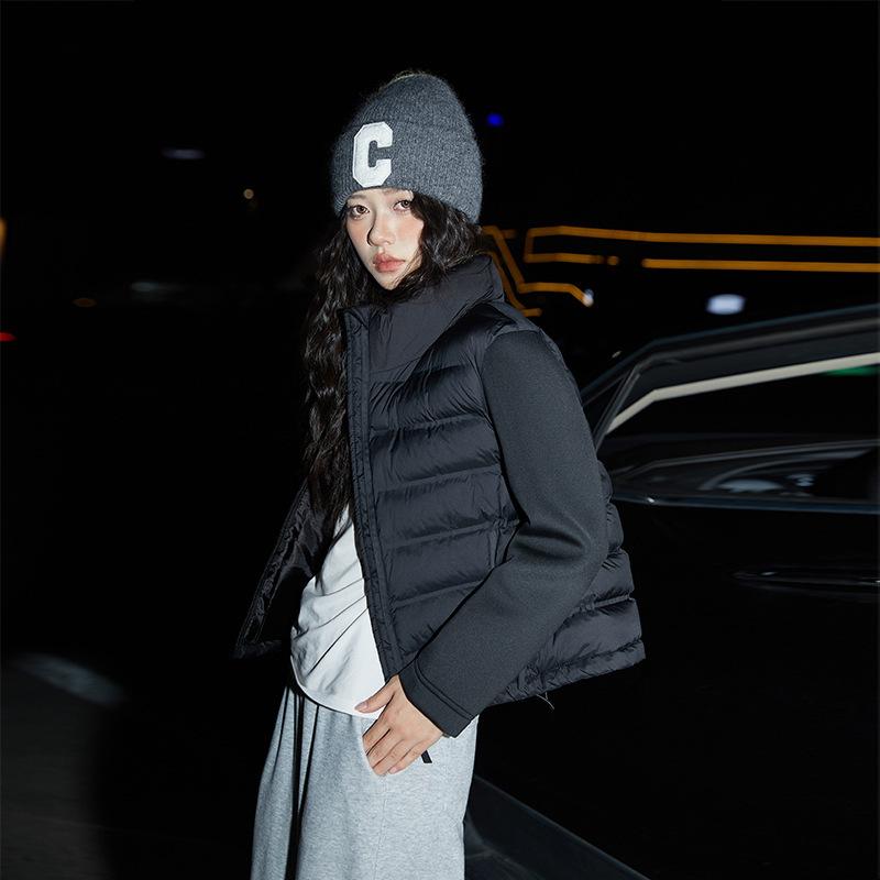 

Small light down cotton clothes women s trend temperament thin versatile stand-up collar high-end simple coat winter S (recommended within 52.5kg) чёрный