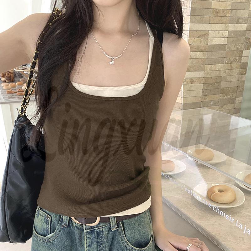 

Black I-Neck Camisole: Slim, Flattering Top for Girls Small кофейный