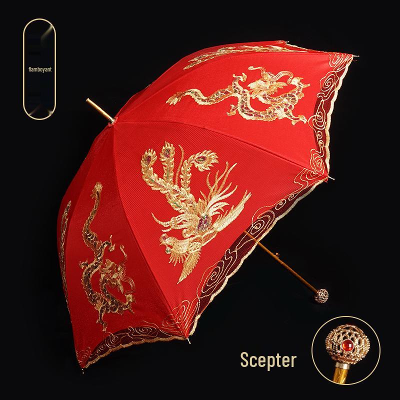 Chinese-Style Red Wedding Umbrella for Brides – A Traditional Dowry and Celebration Accessory