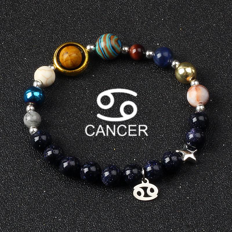 Solar System Galaxy Planets Bracelets for Women Women Zodiac Virgo Cancer Leo Libra 12 Constellation Charm Bracelet Jewelry Gift