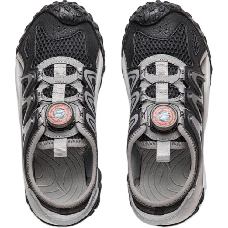 Li Ning Kinder Bequeme Rutschfeste Langlebige Sandalen Kindersandalen Schwarz Grau YKUU002-7