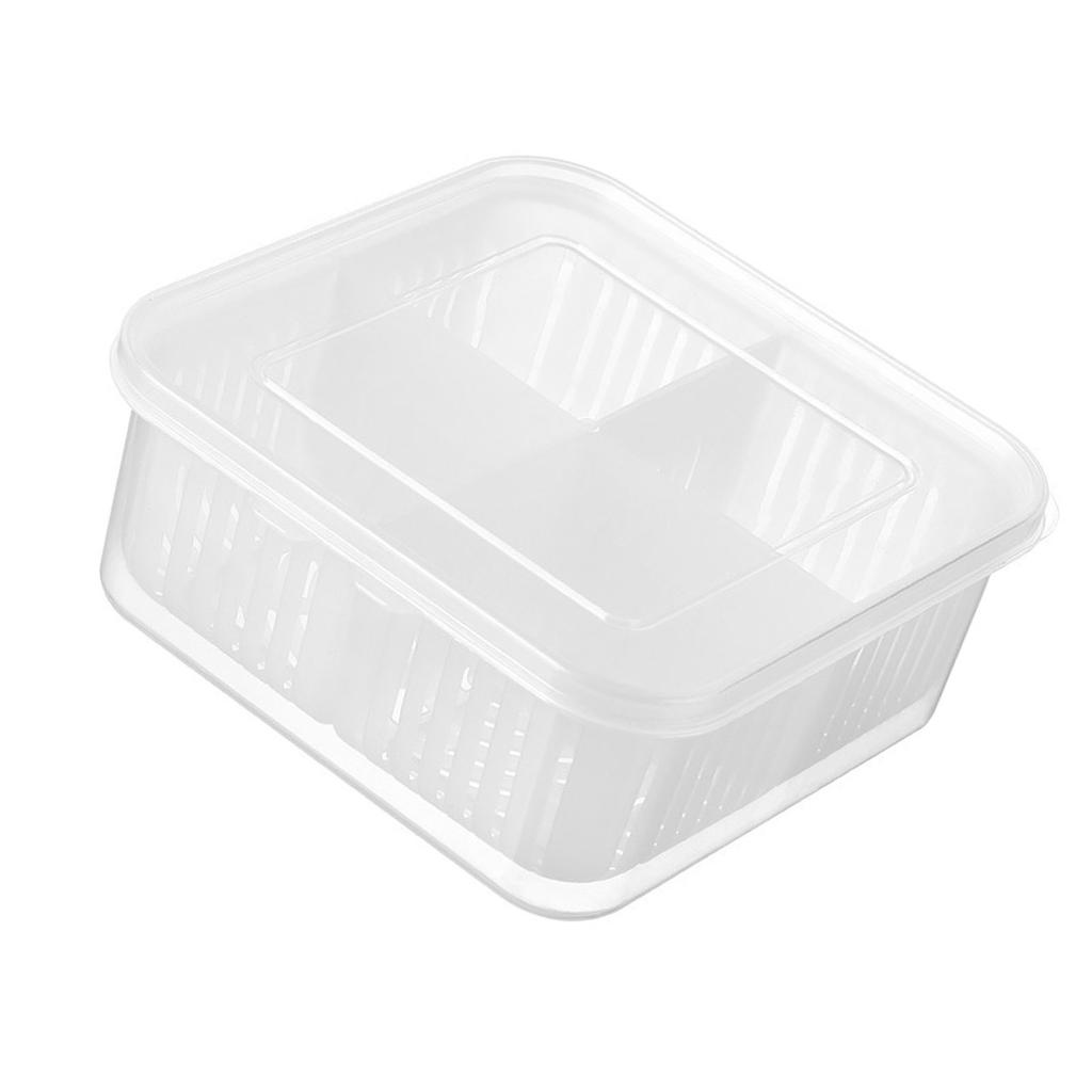 Abtropfbehälter für Obst 4 Fächer Kühlschrank Organizer Box mit Deckel für Ingwer Knoblauch Gemüse