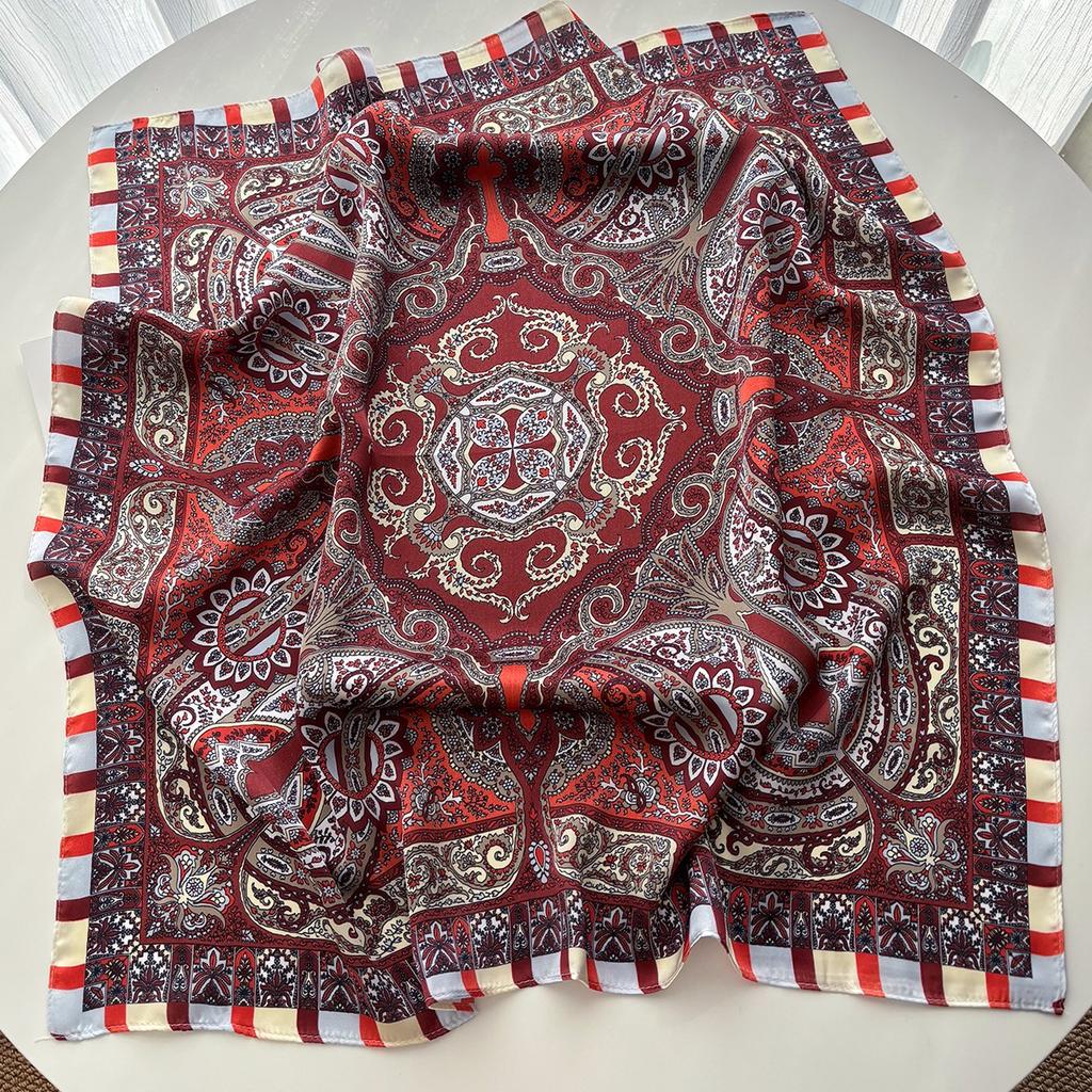Women Square Scarf Silk Feeling Neckerchief Bandana Lady Spring Shawl Scarves Wrap Head Kerchief Hair Band Ties