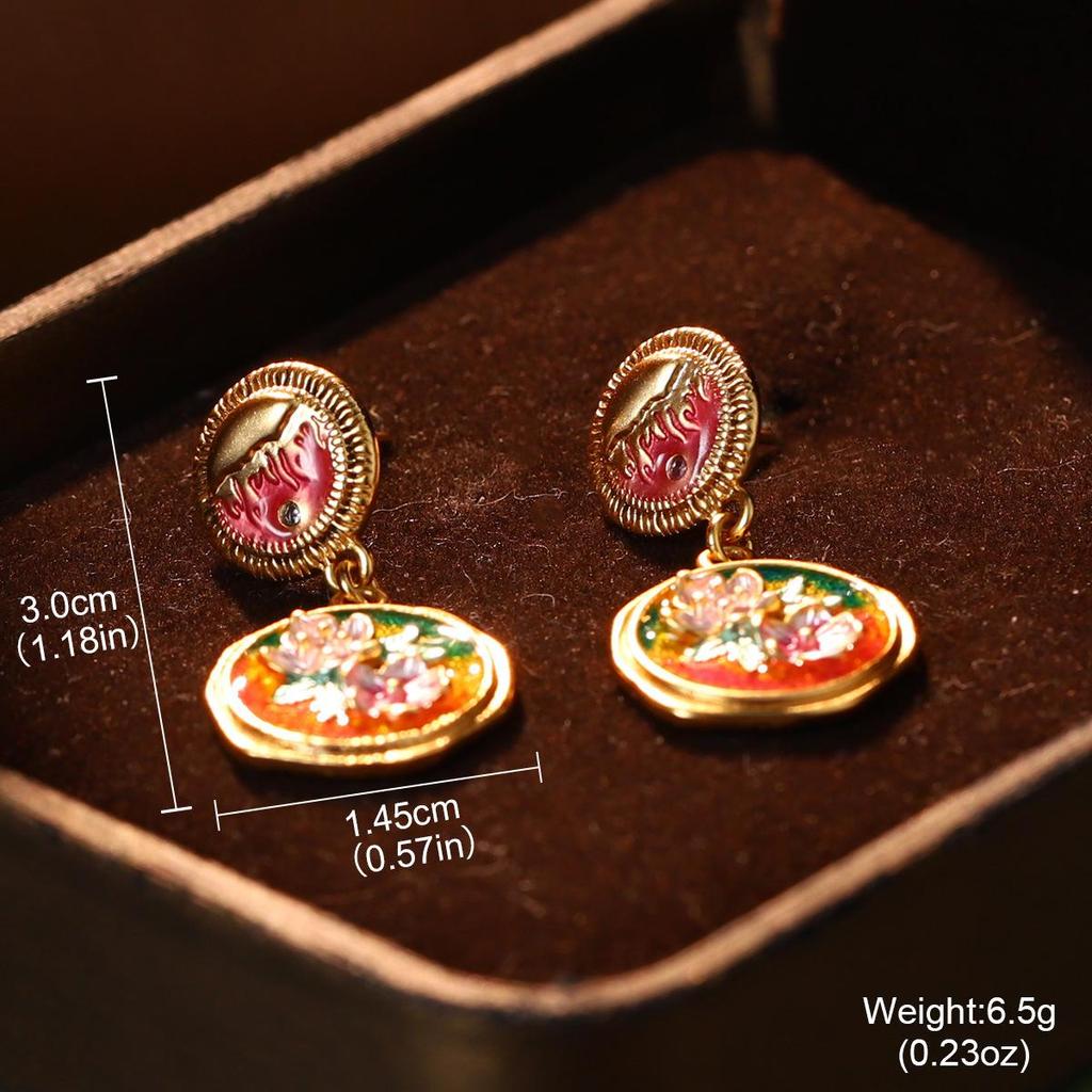 2024 Pearl Heart Flower Oil Painting Enamel Stud Earrings - Advanced Design Jewelry