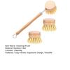 Bamboo Dish Brush Long Handle Medium-Hard Bristles Ergonomic Natural Dish Scrubber with 2 Replacement