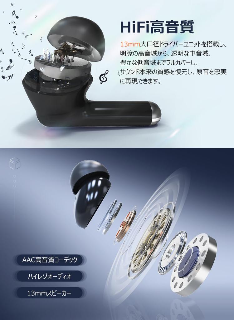 [2024 Sound Quality Edition: Powerful Bass and Clear Mid-High Tones] Bluetooth Wireless Earbuds, Bluetooth 5.4, LED Display, Dual Microphone, ENC