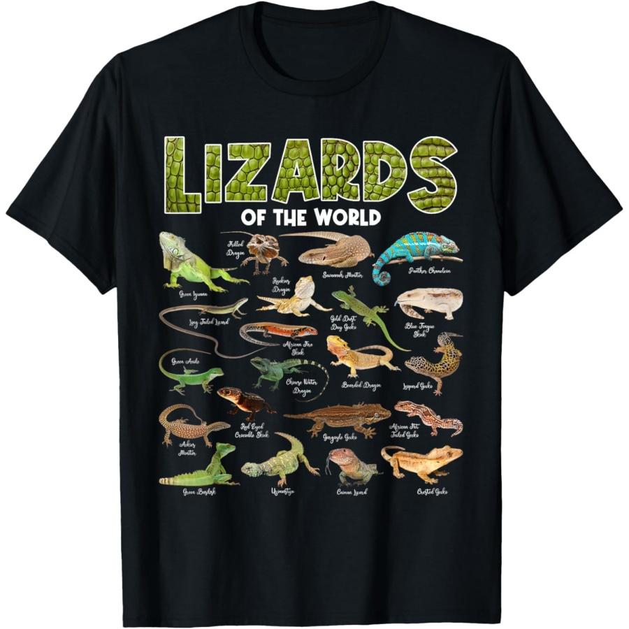 Lizards of the World Reptile Educational Herpetology Animal T-Shirt S чёрный