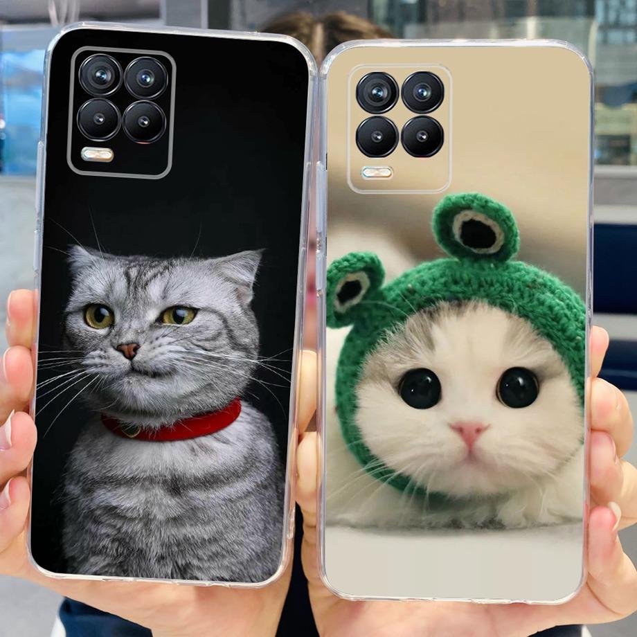 For Realme 8 Case Flower Fashion Cat Cute Cover Coques For Realme 8 Pro Phone Cases Cover Realme8 5G Realme 8i Fundas Soft Capa