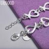 925 Sterling Silver Heart Bracelet Party Gift Fashion Jewelry