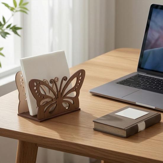Rustic Napkin Holder Vintage Butterfly/Sunflower Wooden Paper Towel Dispenser Tabletop Standing Napkin Rack for Kitchen Dining Room Farmhouse Party