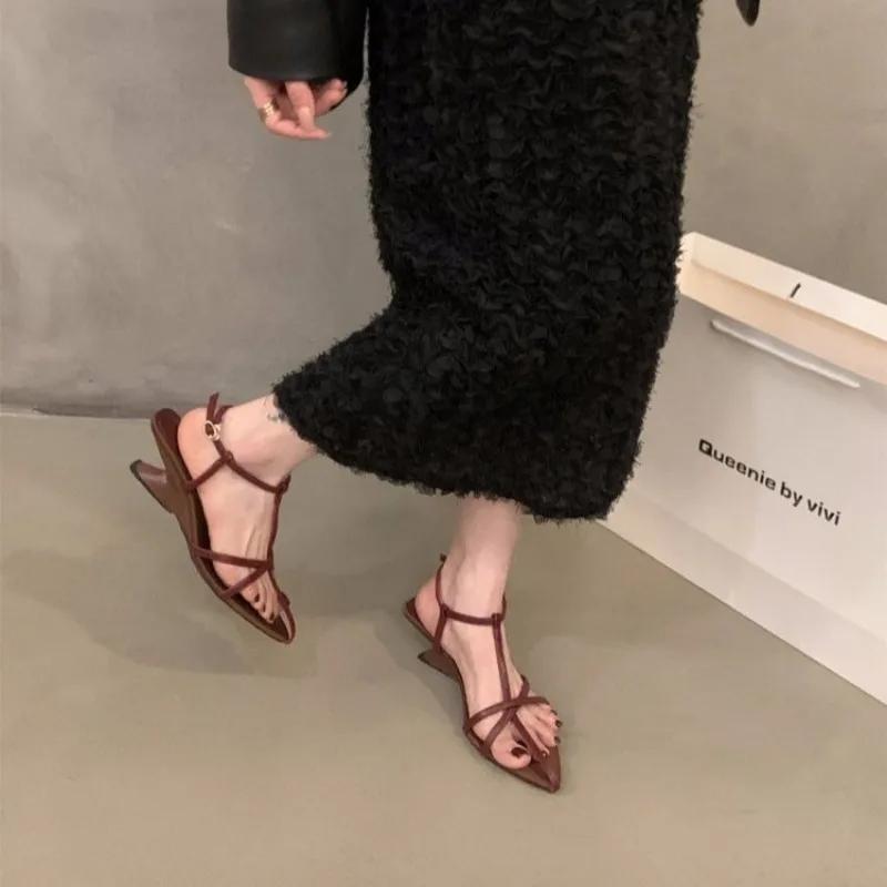 Fashion Kitten Women High Heels Sandals Pointed Toe Shoes Women 2025 New Trend Open Toe Shoes Sexy Dress Pumps Casual Sandals Slingback