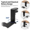 Under-Desk No-Drill Headphone Stand, 360-Degree Swivel Headphone Hanger, Foldable Headphone Holder