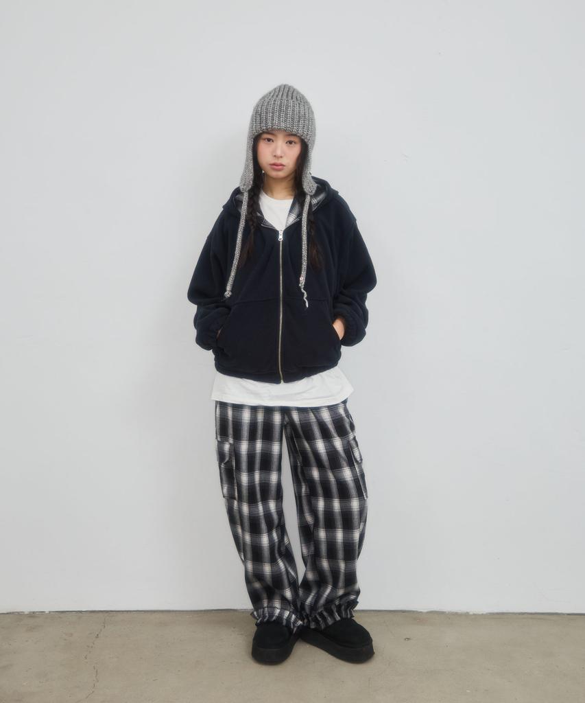 Leteoli Check Frill Pocket Pants_Black