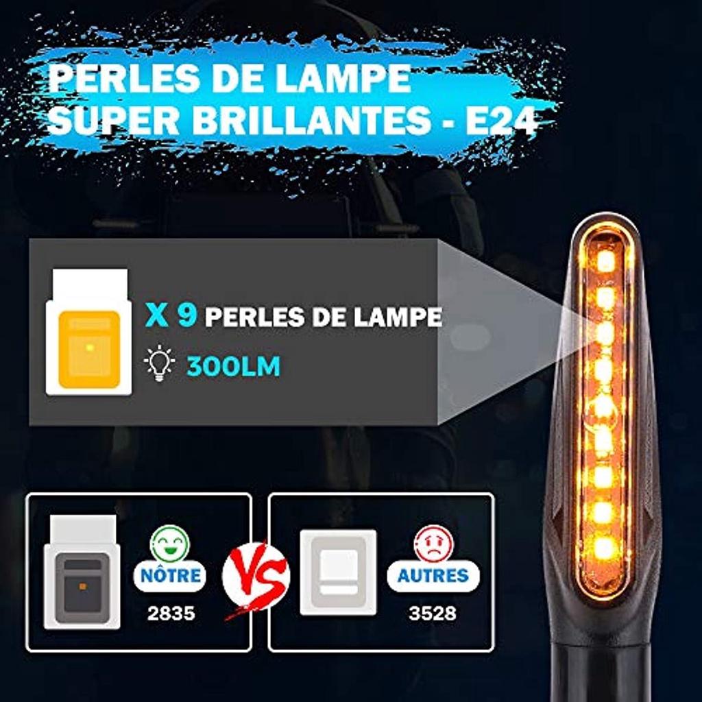 4 Pcs Motorcycle Flashing Approved E24 Universal Flashing Led Sequential 12V 9 Leds Lights Turn Signal Indicator Waterproof Ip67 Indicator Motorcycle