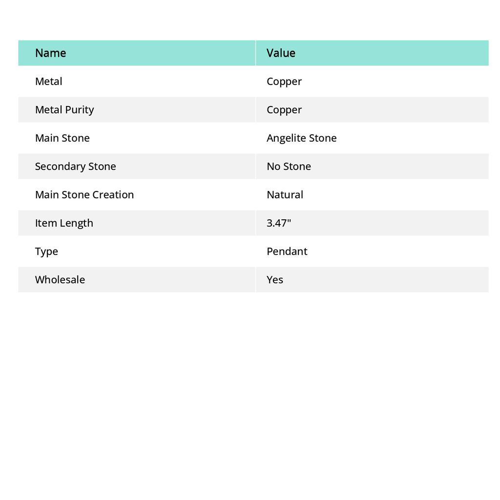 Natural Angelite Stone Gemstone Copper Wire Wrap Jewelry Pendant 3.47" g3K04