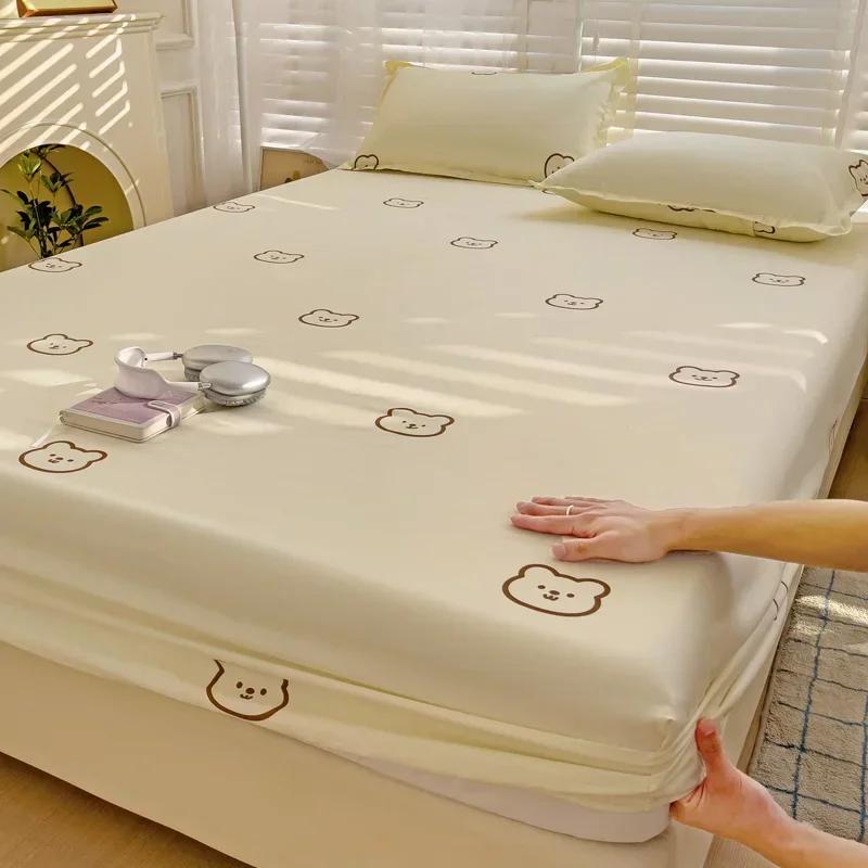 Plaid Fitted Sheet Simple Style Single/Queen/King Bedroom Home Bed Sheet Mattress Cover Pad Bedsheet ( Pillowcase Can Order )