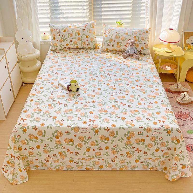 100% Cotton Floral Printing Bed Sheet Comfortable Skin Friendly Queen Flat Sheets for Bed High Quality Pure Cotton Bedsheet King