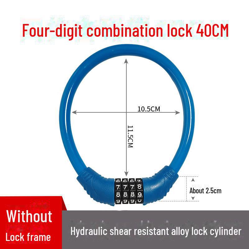 Universal Bike Lock: Anti-Theft Password Lock for Mountain Bikes & E-Bikes, Leather Ring, Portable Thick Cable Lock, Durable & Secure.