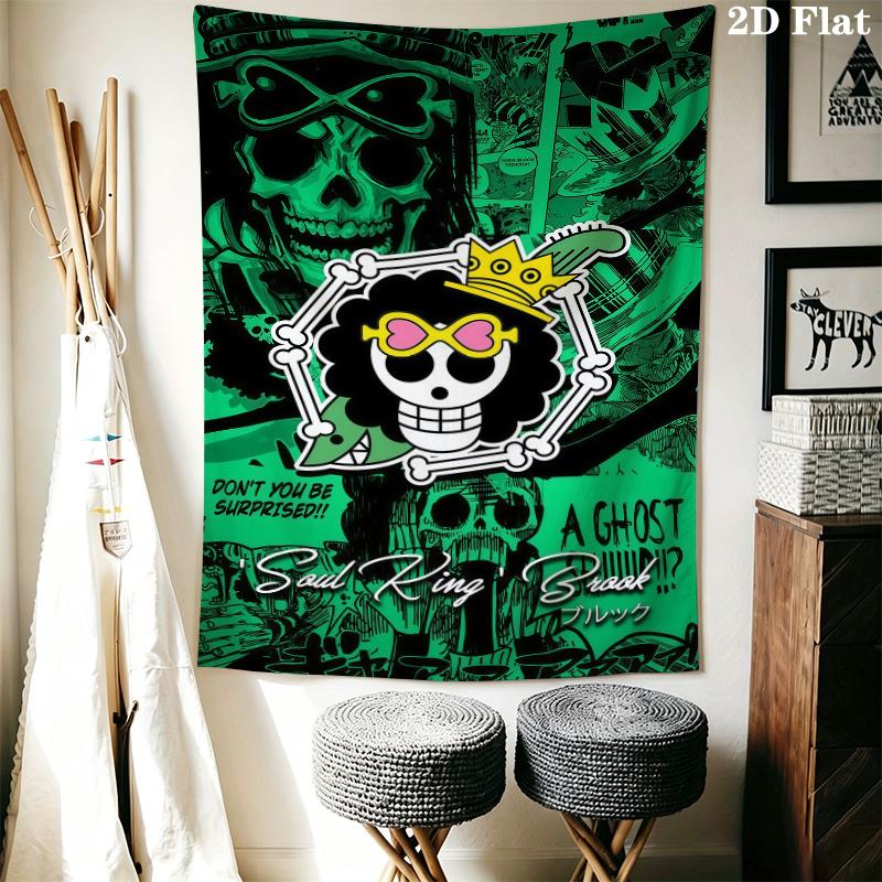 One Piece Straw Hat Pirates Wall Tapestry Aesthetic Wall Hanging Printed Fabric Blanket Decorative Tapestries For Bedroom Living Room Home Decor