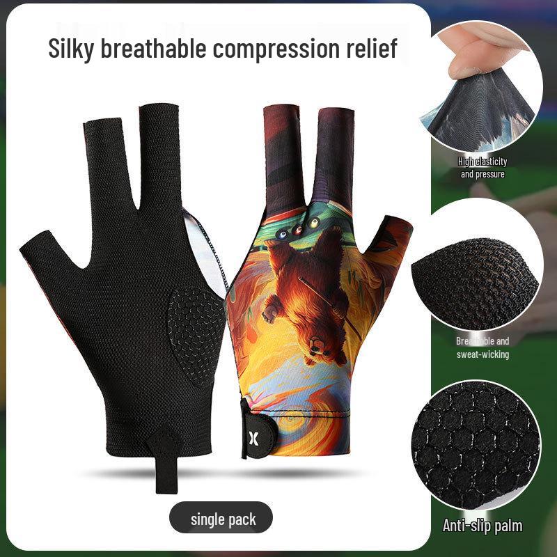 Lightweight Breathable Anti-slip Three-finger Snooker Pool & Table Tennis Gloves