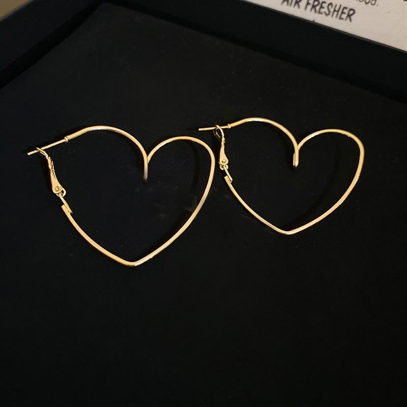 Gold French Simple Round Plain Ring Earrings Light Luxury Earrings Hong Kong Style Earrings