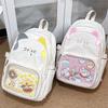 Large-capacity Schoolbag, Female Junior High School Student Kitten Backpack, Student Japanese Pain Bag Ins Wind Transparent Backpack Tide
