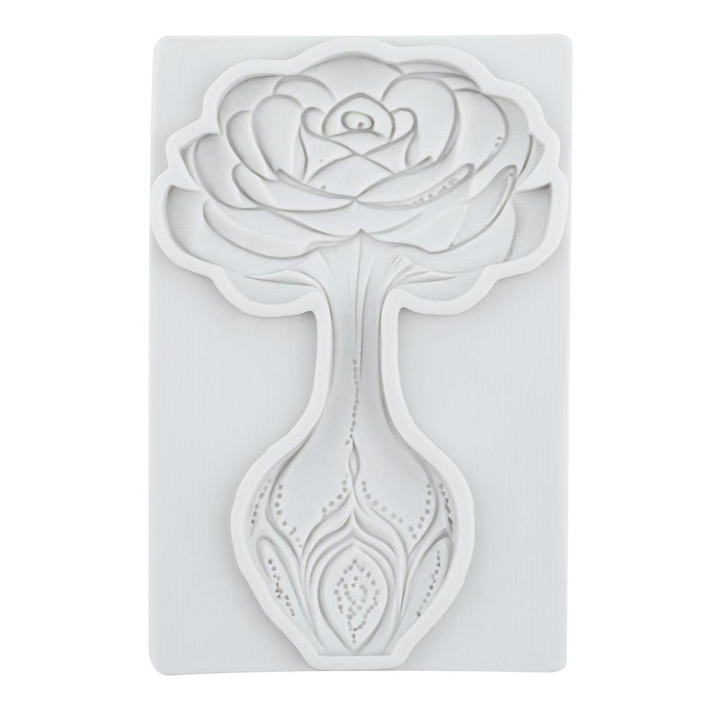 Flower Vase Silicone Molds Lotus Rose Daisy Flower Fondant Mold Relief Flower Mold Cake Decorating Tools Cupcake Topper Candy Chocolate Gumpaste Mold