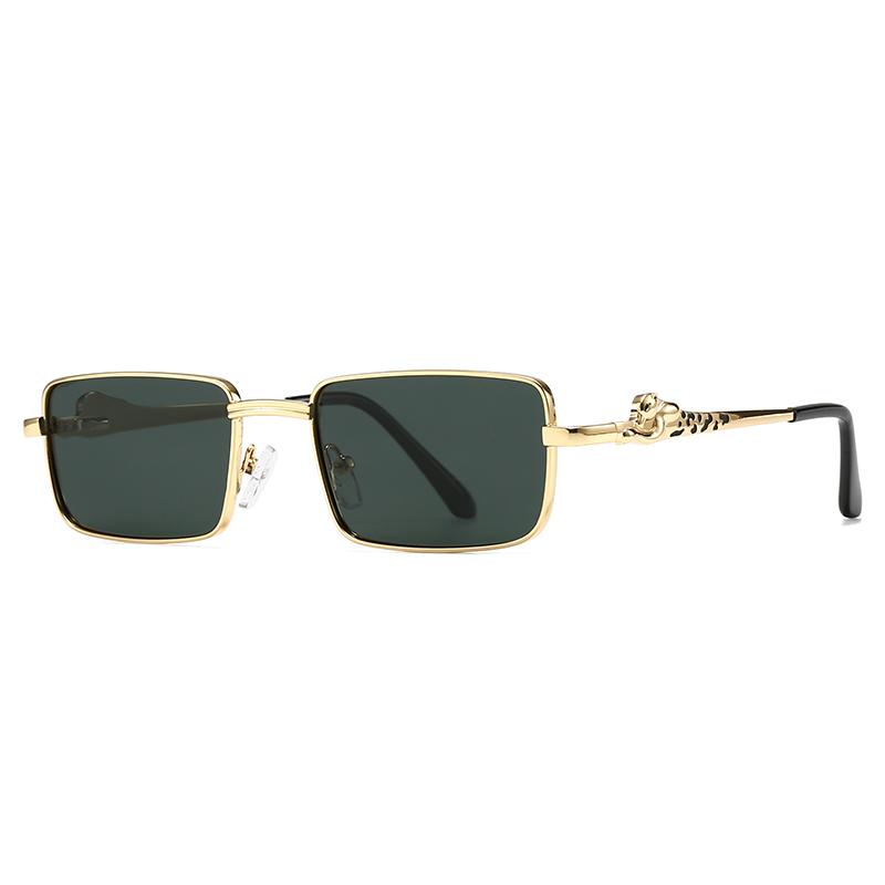 Popular Cross-Border Sunglasses for Men European and American Street Style Instagram Influencer Model Rectangular Metal Sunglasses for Women 1421