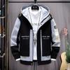 Spring Autumn Plus Size Men's Jacket Hooded Windbreaker Coats Fashion Letter Printed Patchwork Outwear Casual Jackets