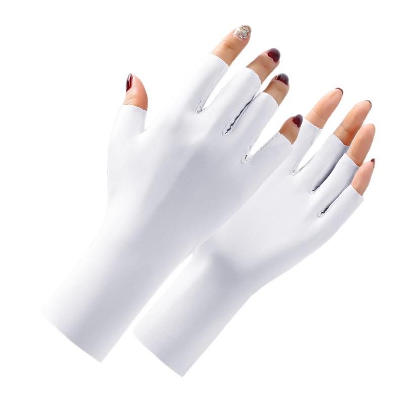 UV Protection Fingerless Manicure Gloves - Black, Breathable, Thin Ice Silk, Shields Against Radiation for Nail Lamp.