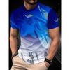 Tech Stijl Kleurverloop Print Korte Mouw T-shirt, Heren Casual Vrije Tijd Ademend Trendy Ronde Hals Top
