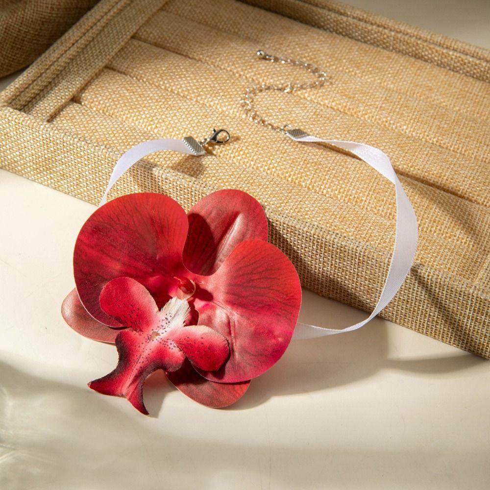 Charm Phalaenopsis Collarbone Chain High-end Beach Jewelry Flower Choker  Seaside Versatile
