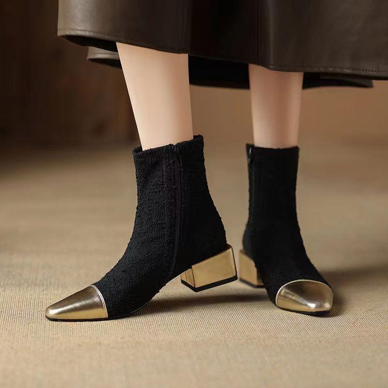 Fashion Sexy Design Ankle Boots For Women Pointed Toe Thin Heeled Buty Damskie Back Zippered Bottines Elegant Lady Fashion Dress Shoes