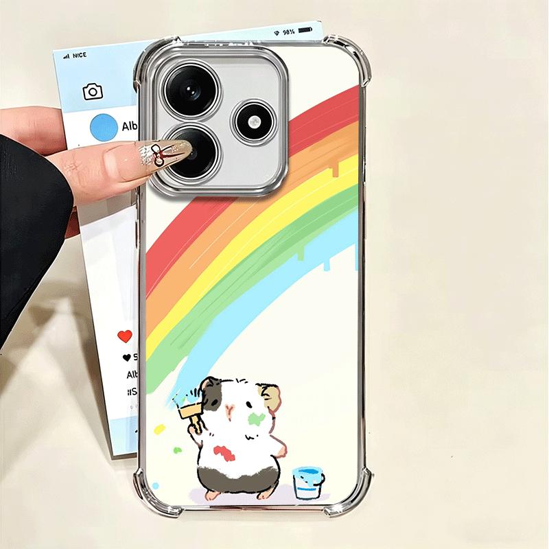 Cartoon Cute Hamster Plating Phone Case For Xiaomi Poco X5 X6 X7 X8 Pro Max F8 Ultra F7 M8 M7 M5S Redmi 15C 15 14C 13C 13 X3 12C