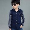 Camicia da gentiluomo con chiusura a righe a maniche lunghe per bambini e ragazzi