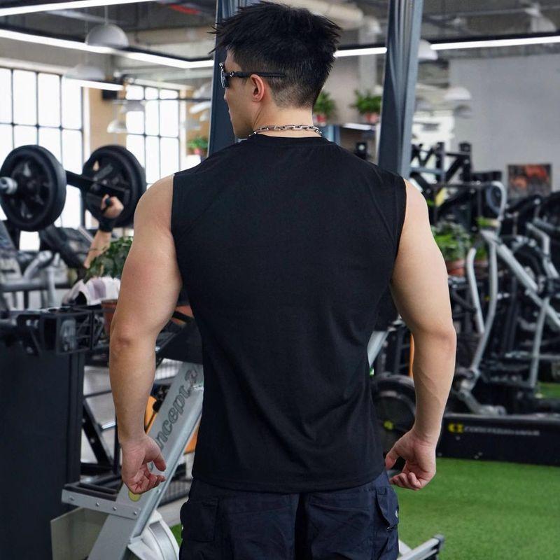 American Style New Men's Vest for Outdoor Running, Training, Sports, Fitness, Solona Cotton Breathable Solid Color Top