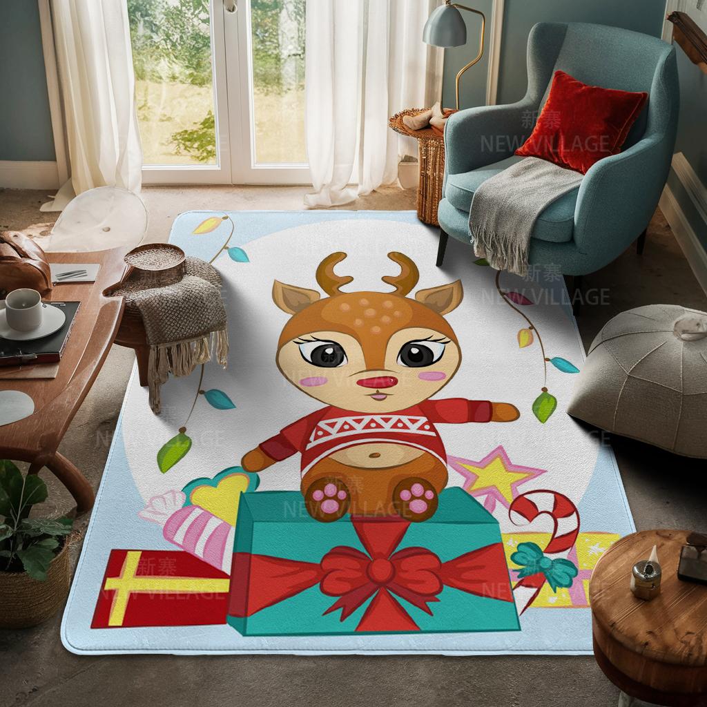 House Entrance Carpet Home Door Mat Living Room Bath Foot Bathroom Non-slip Water Absorption Rugs Bath Merry Christmas Winter