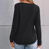 Women's Loose Casual Solid Color Mesh Lace Hollow Out Versatile Long Sleeved Top