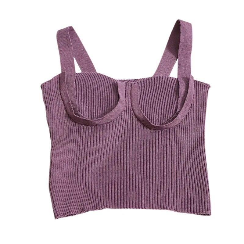 

Женская вязаная укороченная майка без рукавов, повседневная майка для тренировок, удобные дышащие летние майки, облегающие футболки без рукавов One Size